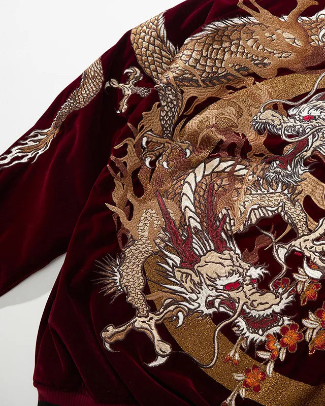 Dragon Blossom Embroidered Velvet Jacket