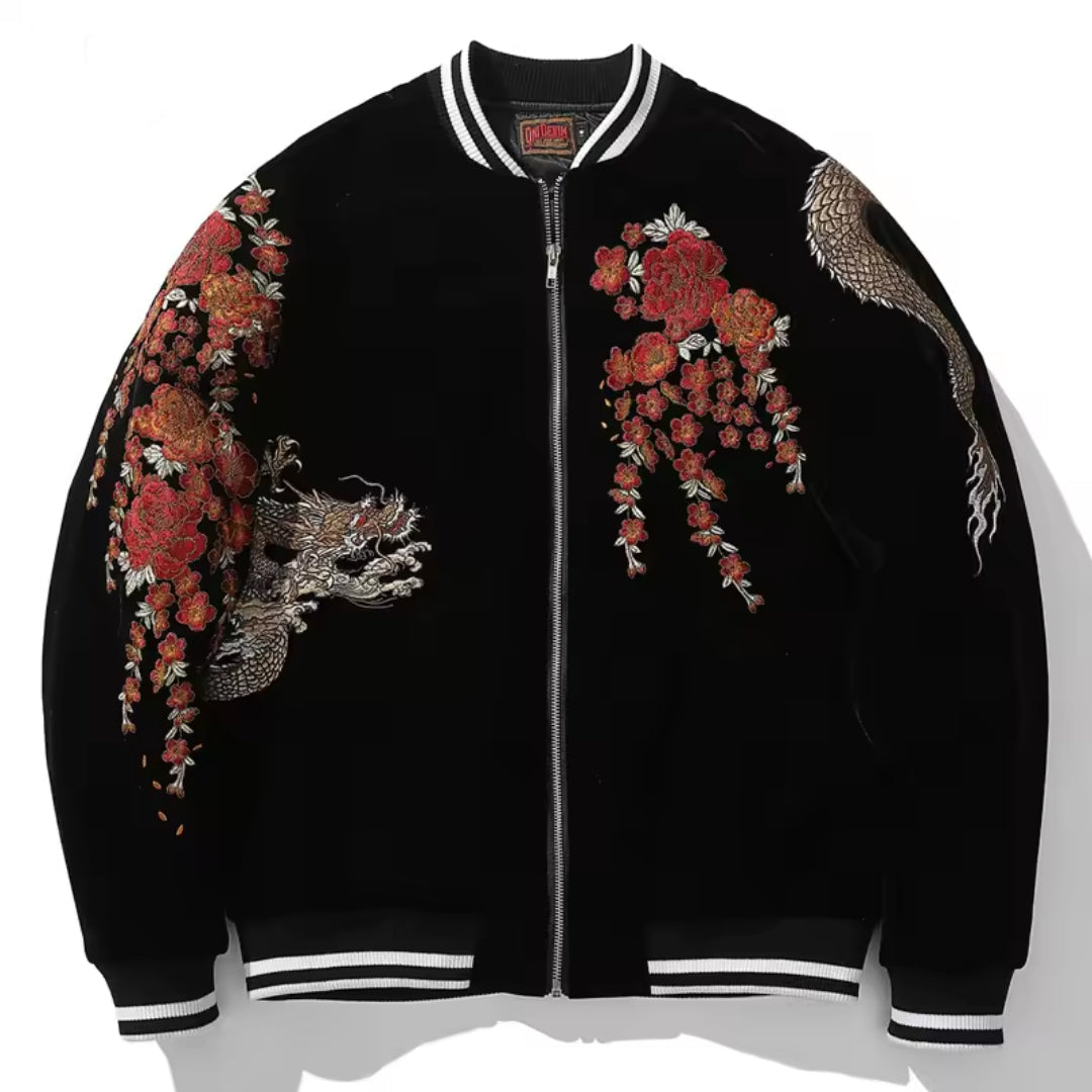 Dragon Blossom Embroidered Velvet Jacket