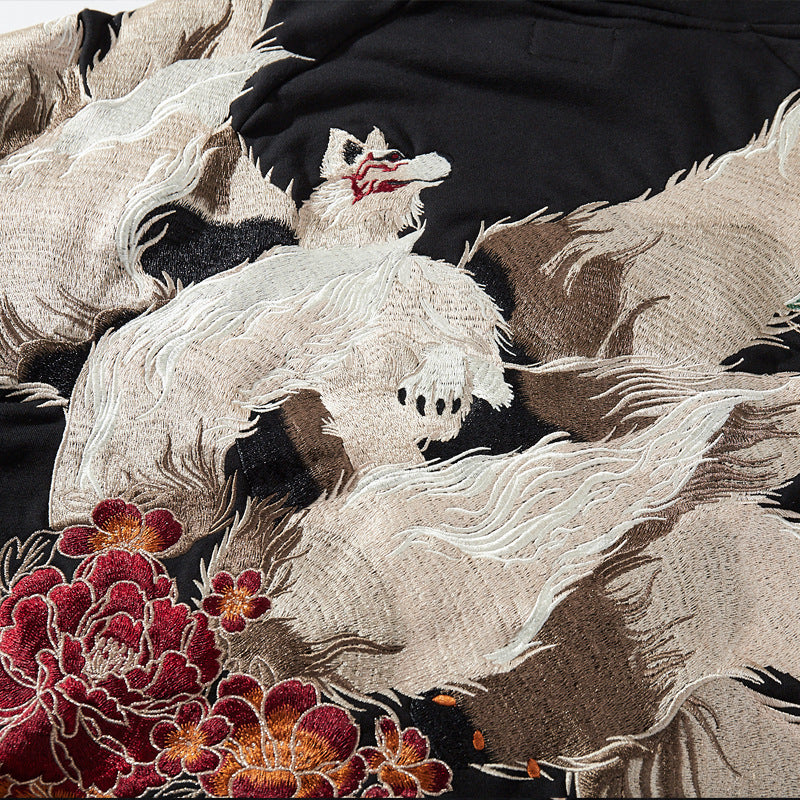 Nine-Tails Fox Embroidery Hoodie