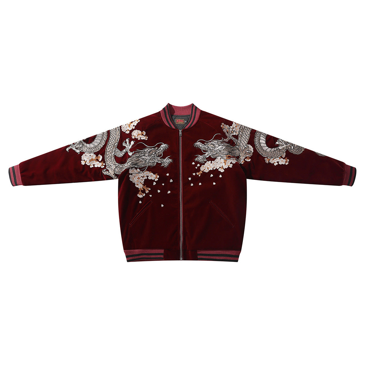 Twin Dragons Embroidered Velvet Jacket