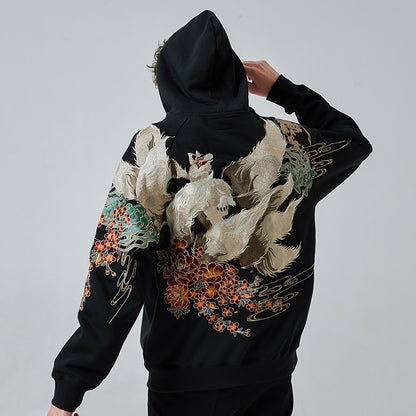 Nine-Tails Fox Embroidery Hoodie