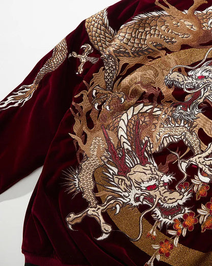 Dragon Blossom Embroidered Velvet Jacket
