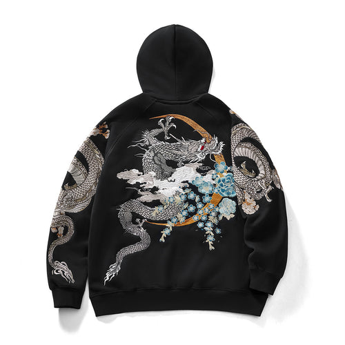 Twin Dragon Embroidery Hoodie