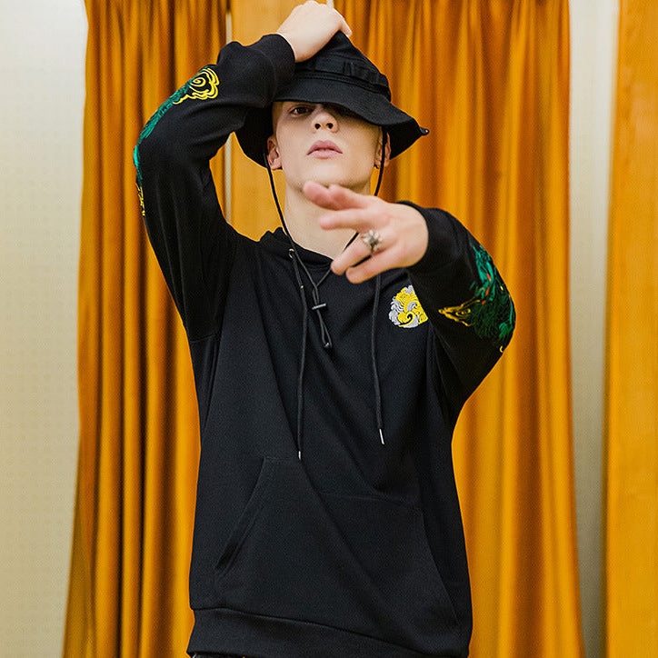 Green Dragon Embroidery Hoodie