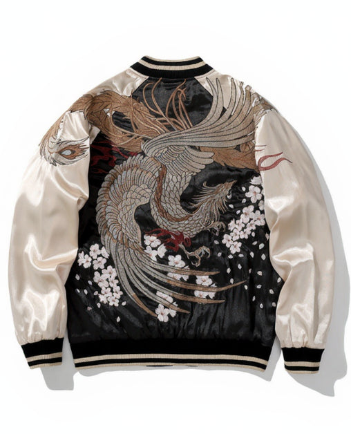 Embroidered jacket with a phoenix