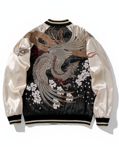 Embroidered jacket with a phoenix