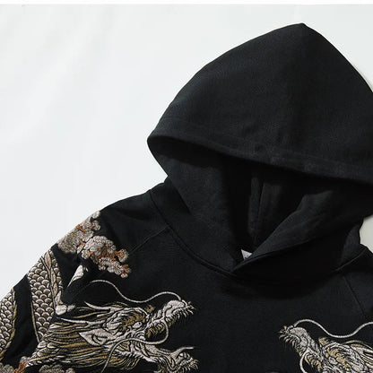 Twin Dragon Embroidery Hoodie
