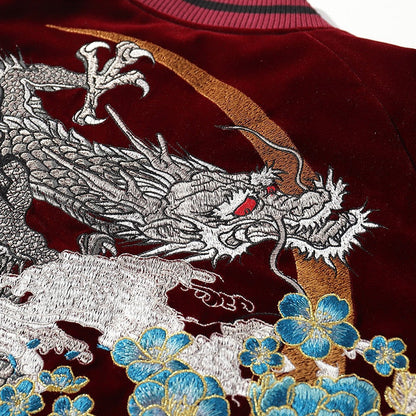 Twin Dragons Embroidered Velvet Jacket