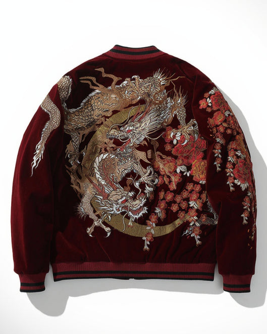 Dragon Blossom Embroidered Velvet Jacket