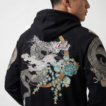 Twin Dragon Embroidery Hoodie