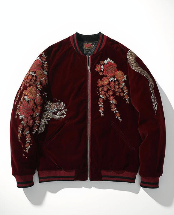 Dragon Blossom Embroidered Velvet Jacket