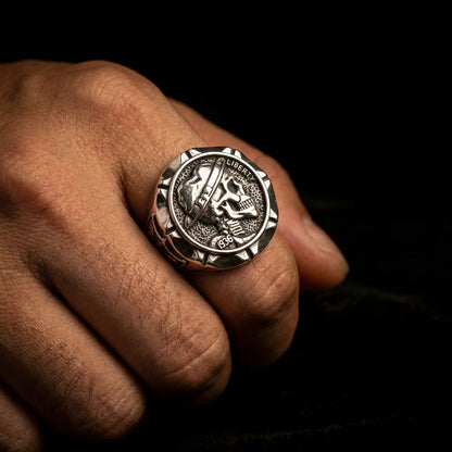 Hobo Nickel 1936 Skull Ring