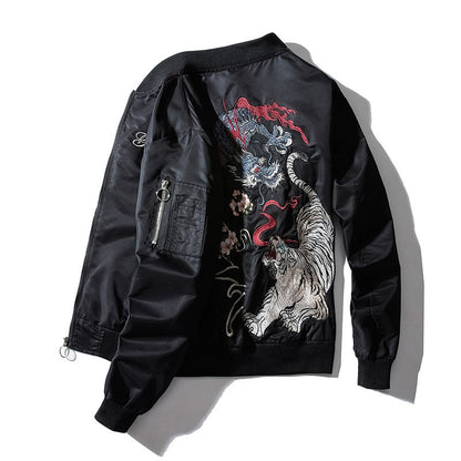 Bilateral Power Dragon Tiger Bomber Jacket