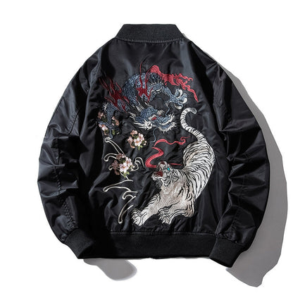 Bilateral Power Dragon Tiger Bomber Jacket