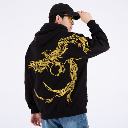 Golden Phoenix Embroidery Hoodie