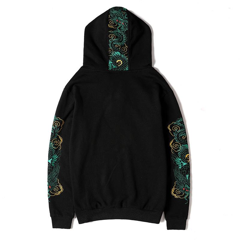 Green Dragon Embroidery Hoodie