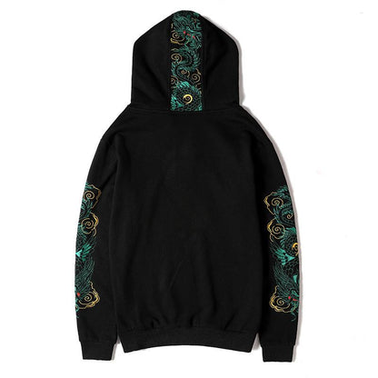 Green Dragon Embroidery Hoodie