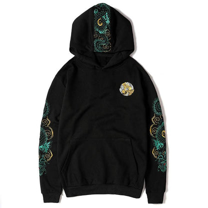 Green Dragon Embroidery Hoodie