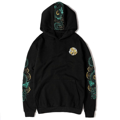 Green Dragon Embroidery Hoodie
