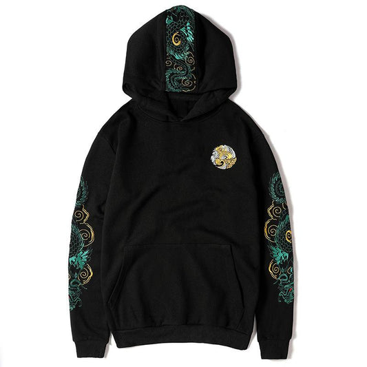 Green Dragon Embroidery Hoodie