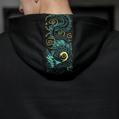 Green Dragon Embroidery Hoodie