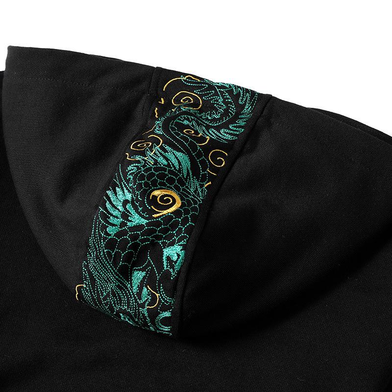 Green Dragon Embroidery Hoodie