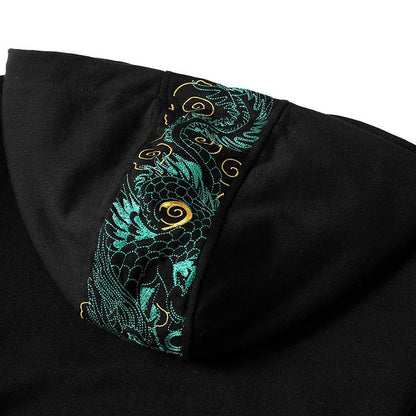 Green Dragon Embroidery Hoodie