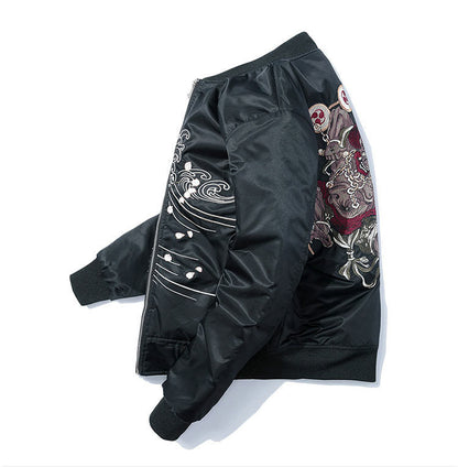 Rajin The Gods of Lightning Thunder Embroidery Bomber Jacket